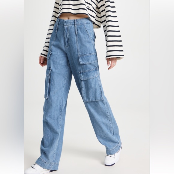 FRAME sz 28 CARGO Straight leg Denim Light Blue Jeans - Picture 1 of 12